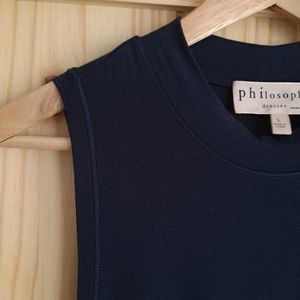 Philosphy Navy Blue Sleeveless Turtle Neck Dress With Side Pockets Size L Casual